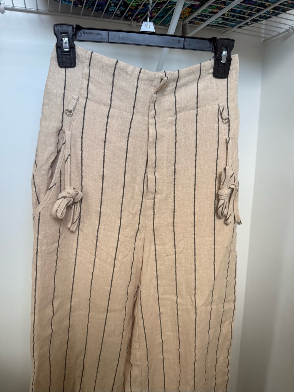 ASTR The Label Beige Striped Drawstring High Waisted Pant - Picture 2 of 8